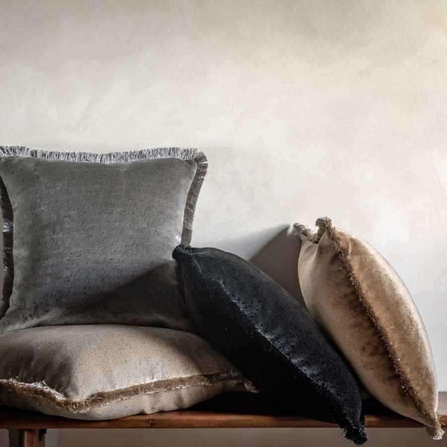 Mottled Velvet Fringed Cushion Cover - choice of colour - The Farthing