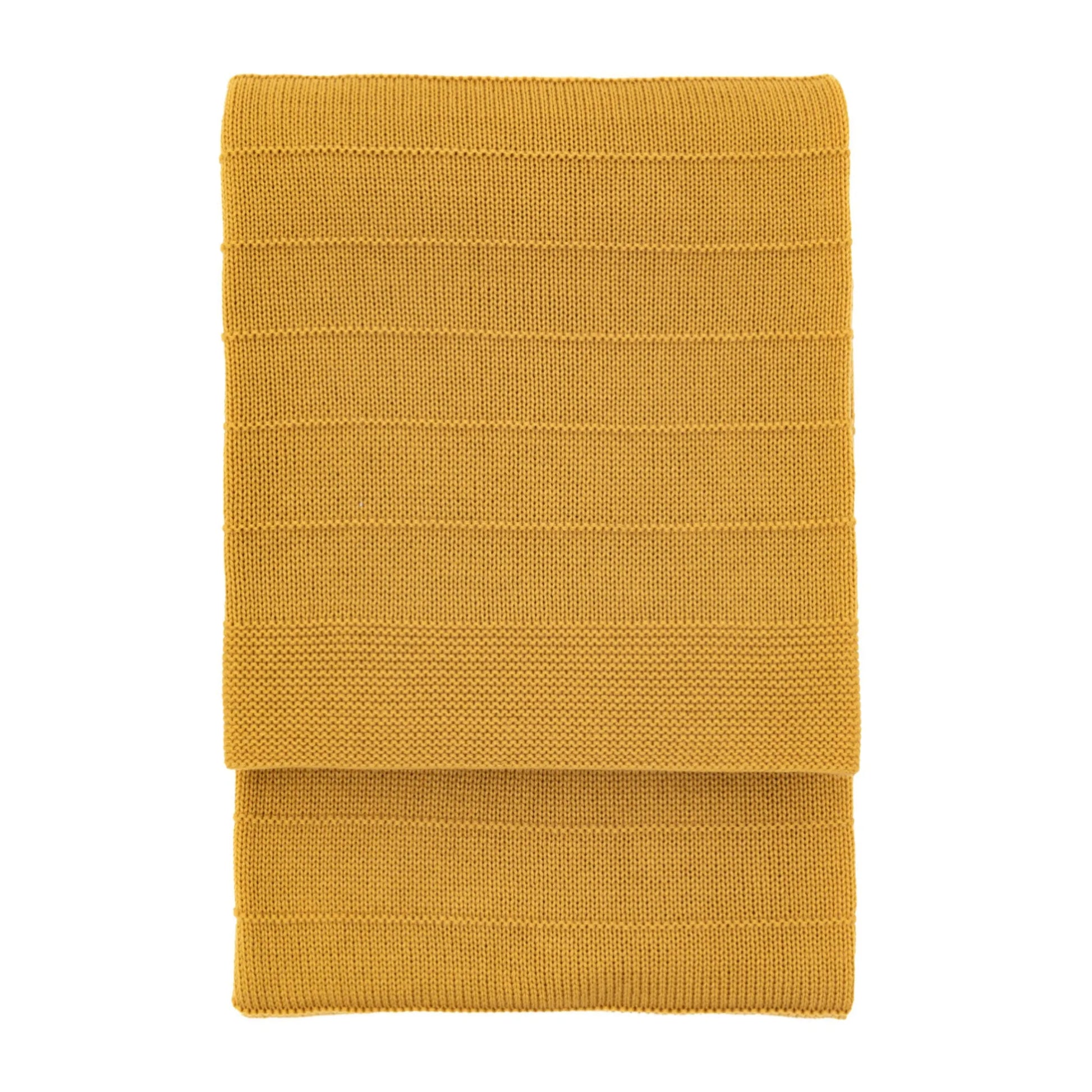 Mustard Subtle Knit Stripe Throw - The Farthing