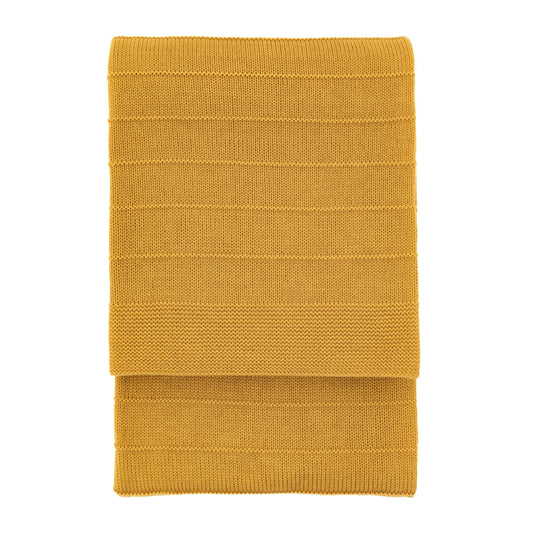 Mustard Subtle Knit Stripe Throw - The Farthing