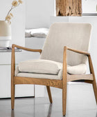 Natural Linen & Oak Wood Armchair - The Farthing