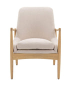 Natural Linen & Oak Wood Armchair - The Farthing