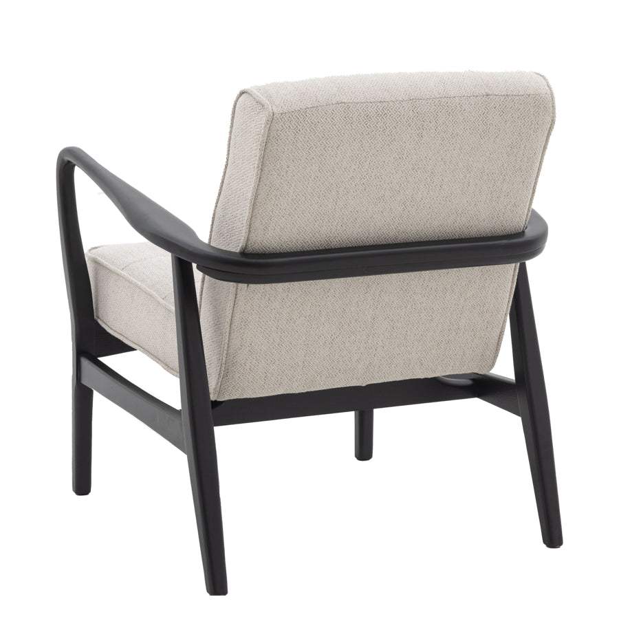 Natural Linen Mid Century Inspired Arm Chair with Dark Oak Frame - The Farthing