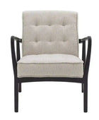 Natural Linen Mid Century Inspired Arm Chair with Dark Oak Frame - The Farthing