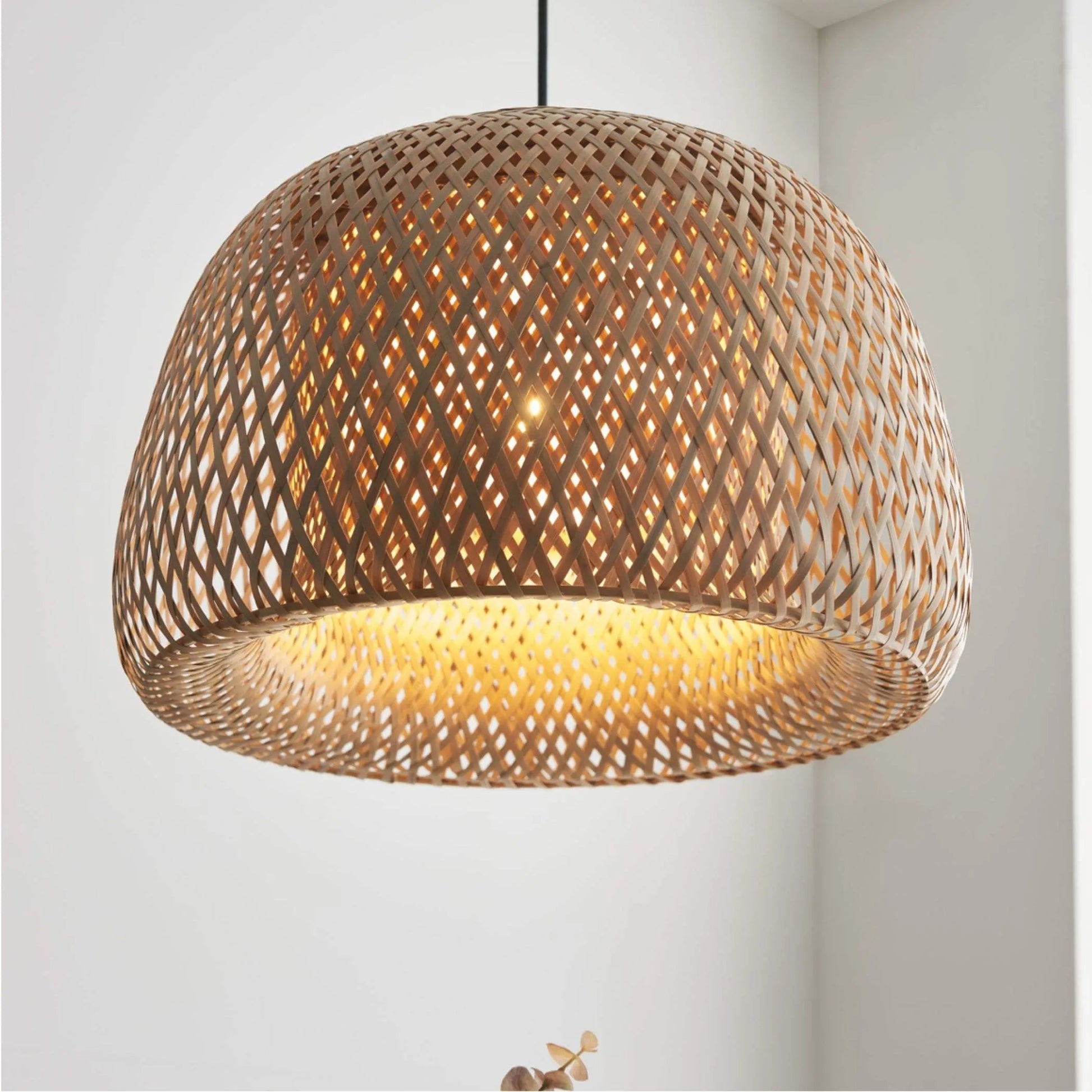 Natural Rattan Dome Pendant Light - The Farthing