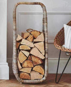 Natural Rattan Looped Top Log Holder - The Farthing