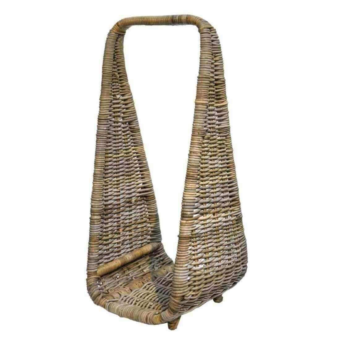 Natural Rattan Looped Top Log Holder - The Farthing