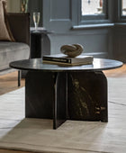 Natural Round Black Marble Coffee Table - The Farthing