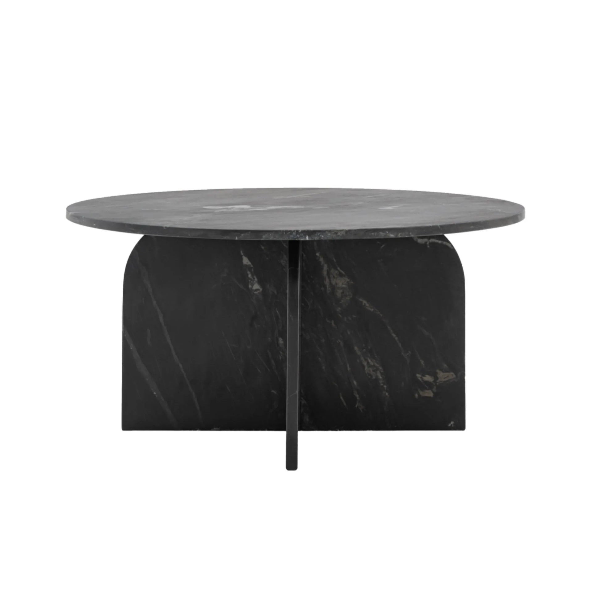 Natural Round Black Marble Coffee Table - The Farthing