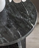 Natural Round Black Marble Side Table - The Farthing