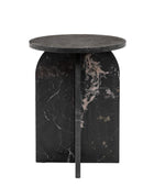 Natural Round Black Marble Side Table - The Farthing