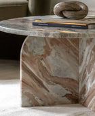 Natural Round Grey Brown Marble Coffee Table - The Farthing