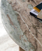 Natural Round Grey Brown Marble Coffee Table - The Farthing