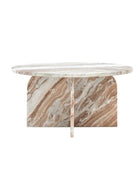 Natural Round Grey Brown Marble Coffee Table - The Farthing
