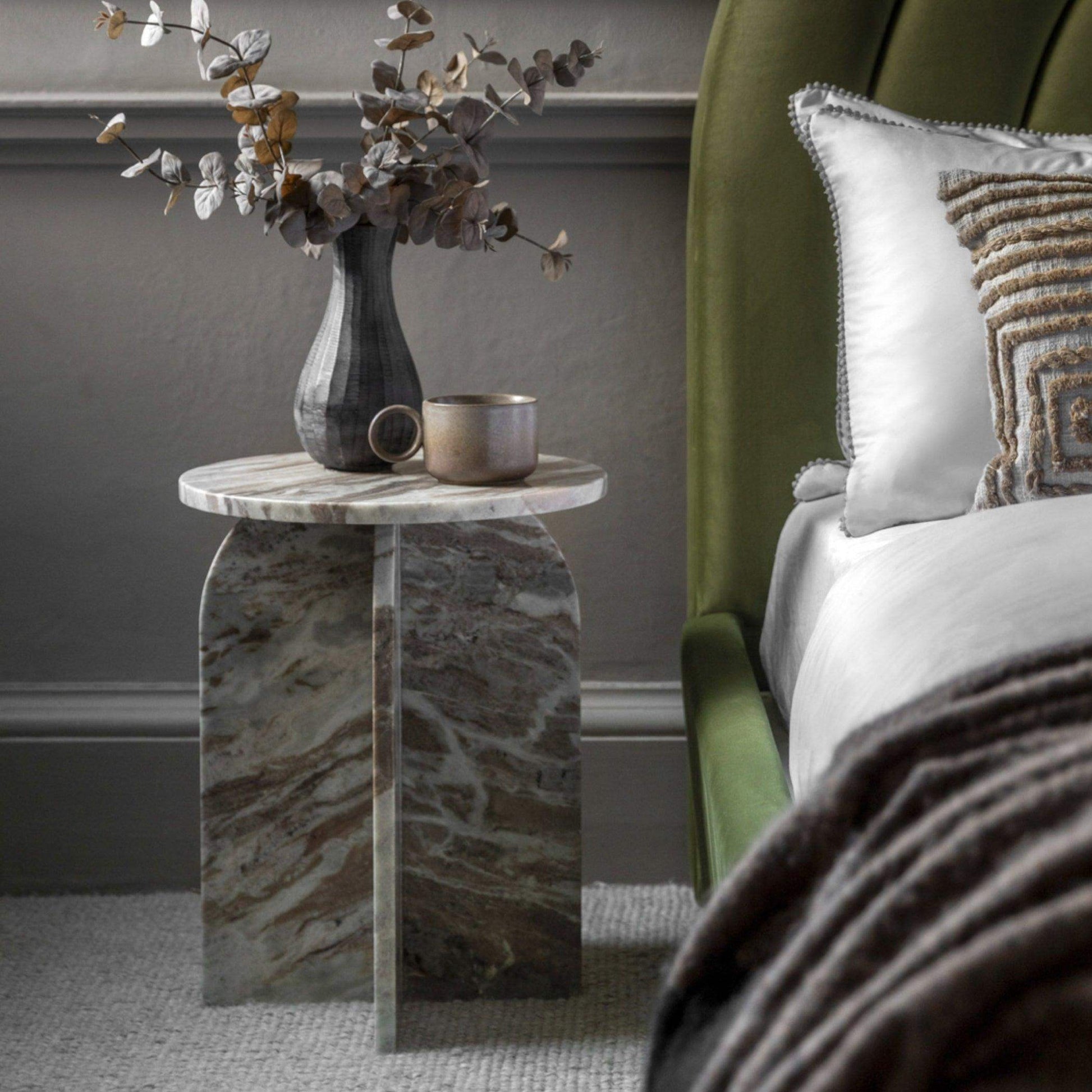 Natural Round Marble Side Table - The Farthing