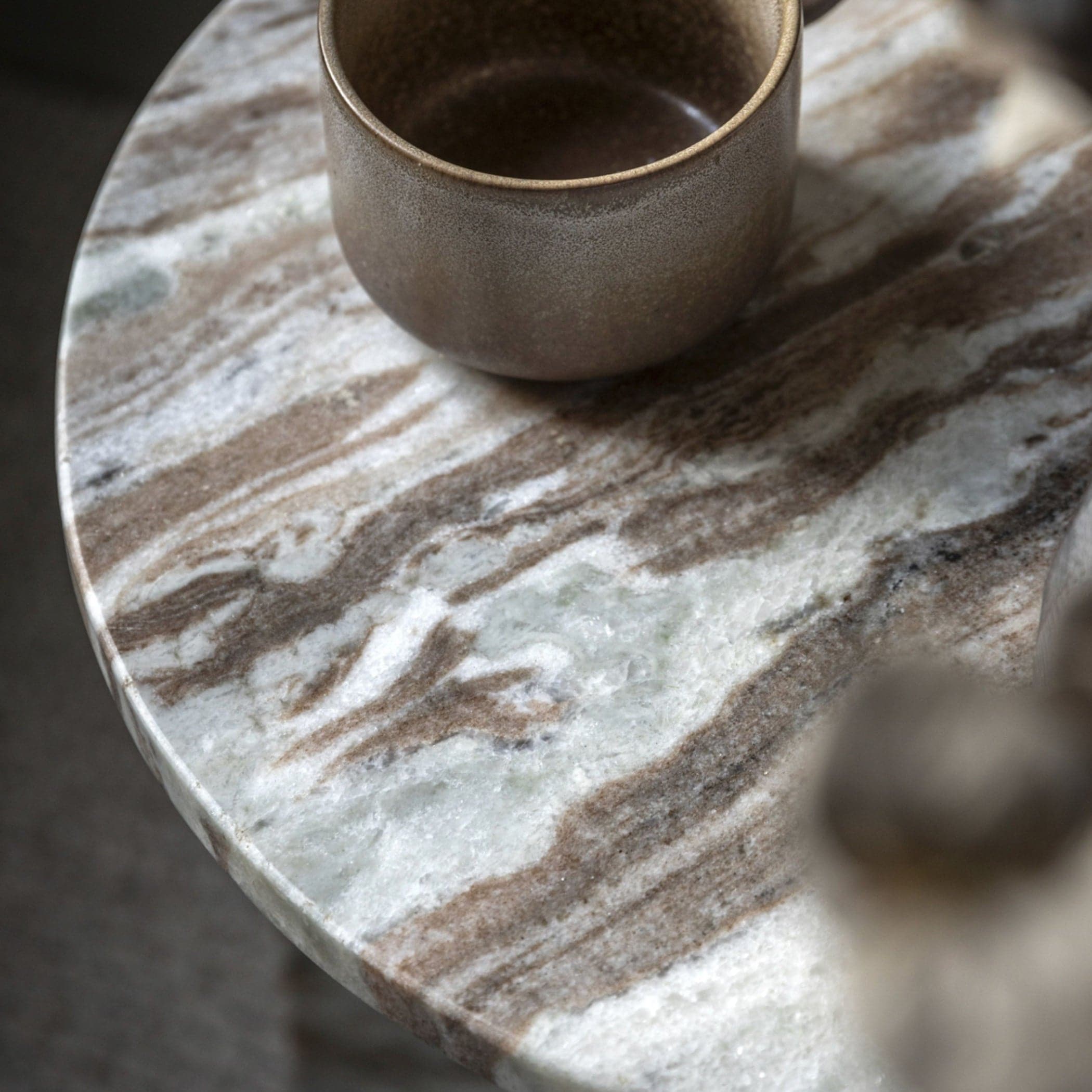 Natural Round Marble Side Table - The Farthing