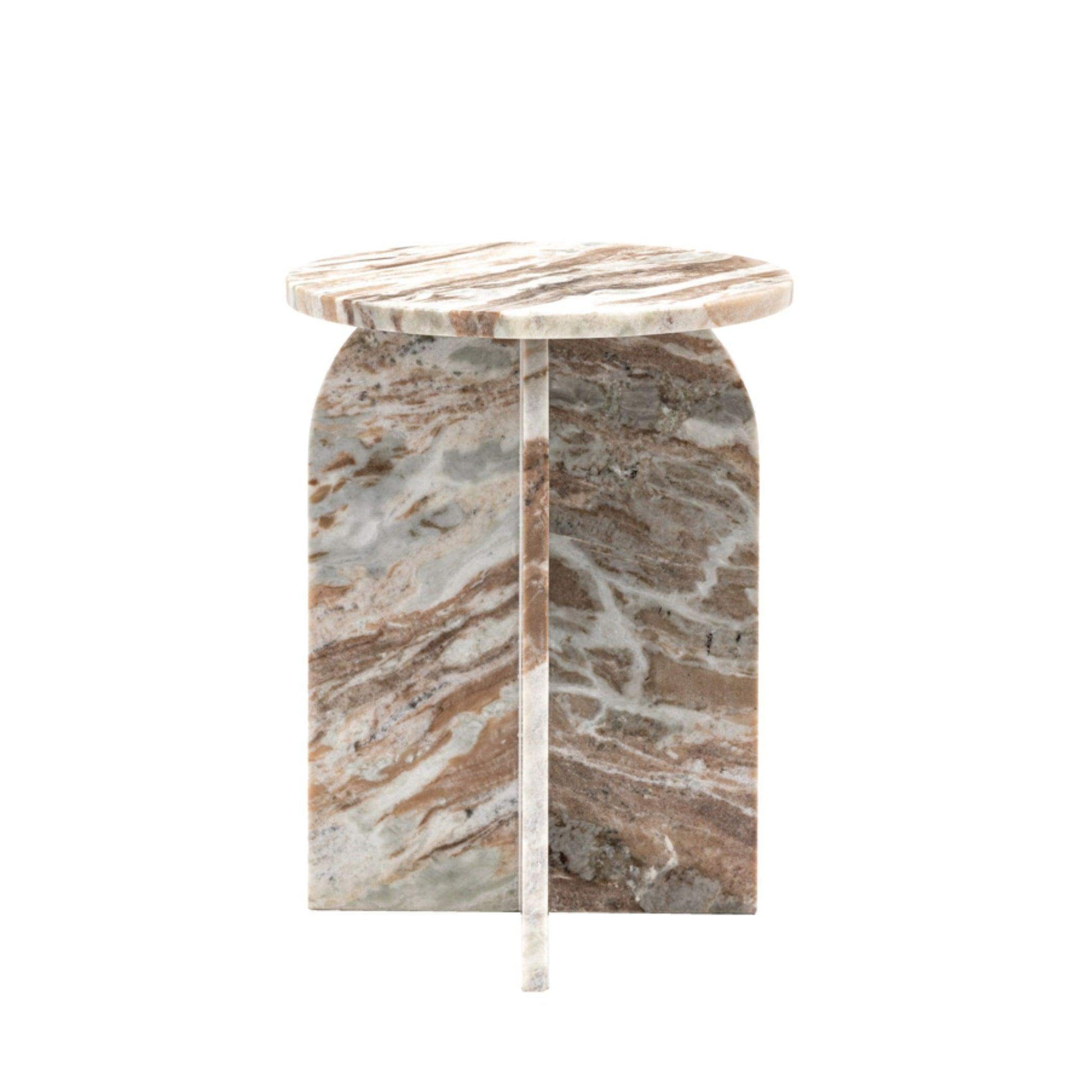 Natural Round Marble Side Table - The Farthing