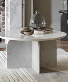 Natural Round White Marble Coffee Table - The Farthing