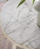 Natural Round White Marble Side Table - The Farthing