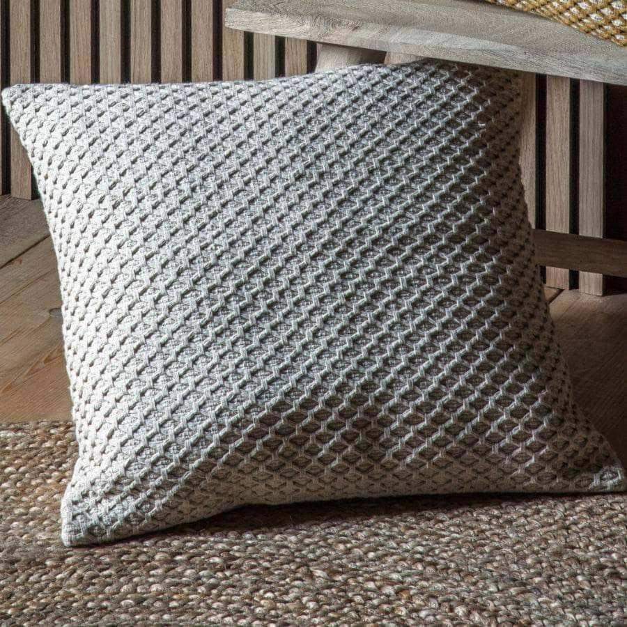 Natural Tone Diamond Knitted Cushion - The Farthing