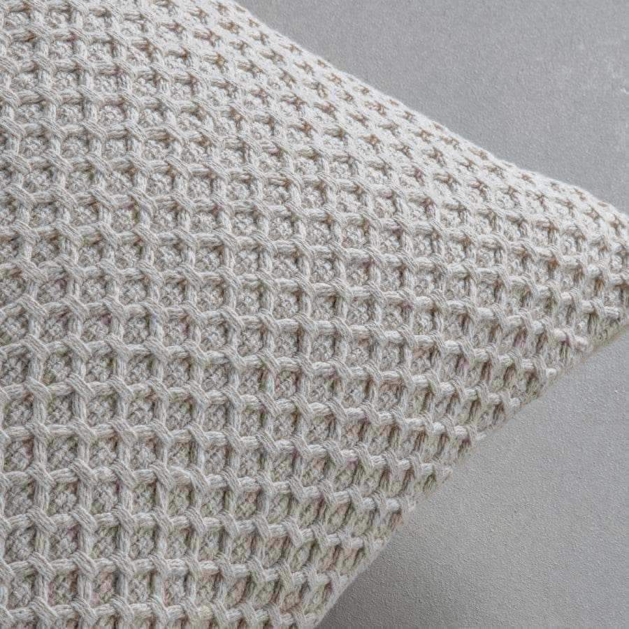 Natural Tone Diamond Knitted Cushion - The Farthing