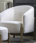 Natural Tone Fabric Armchair with Oak Legs - The Farthing