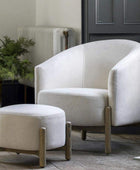 Natural Tone Fabric Armchair with Oak Legs - The Farthing