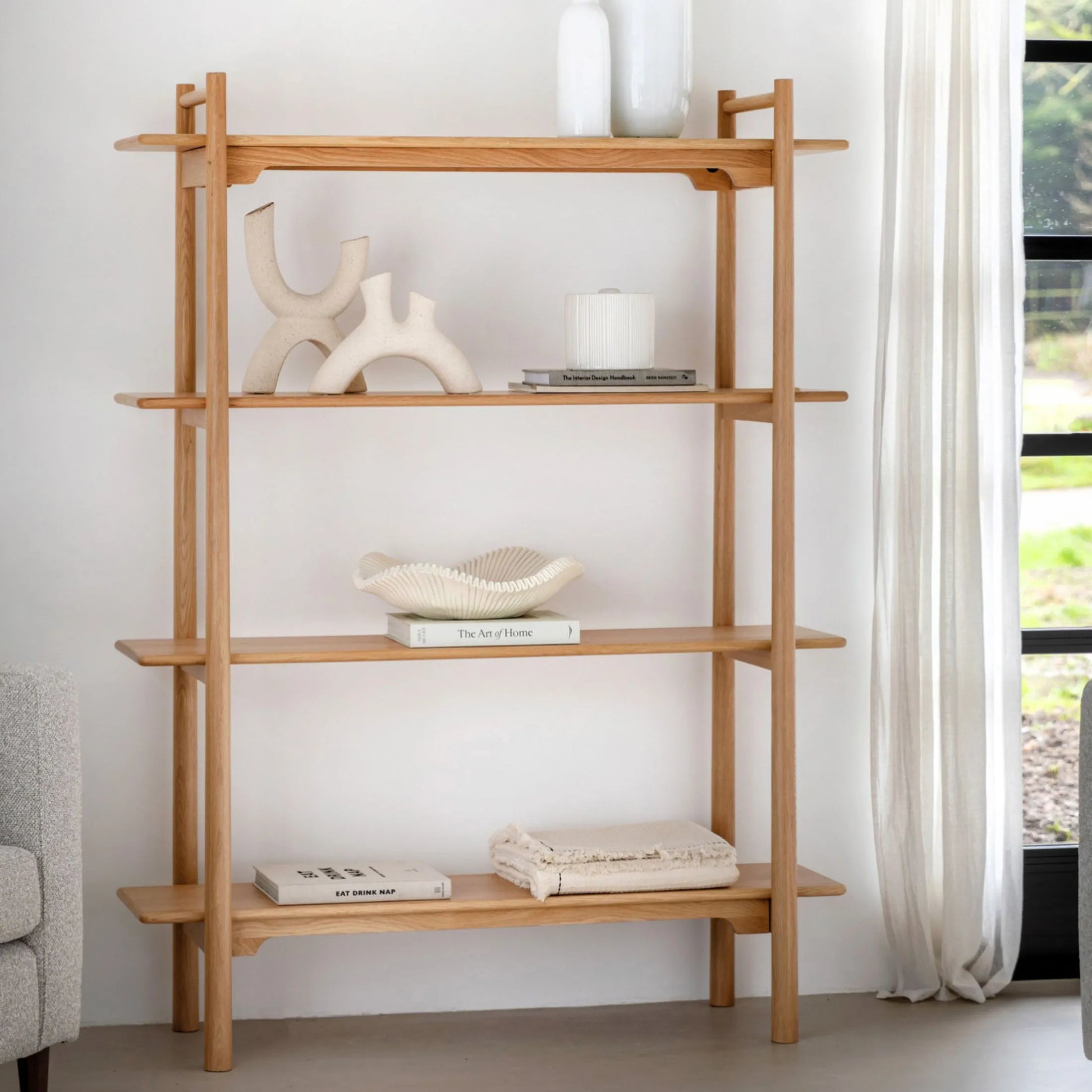 Nordic Oak 4 Shelf Display Unit - The Farthing