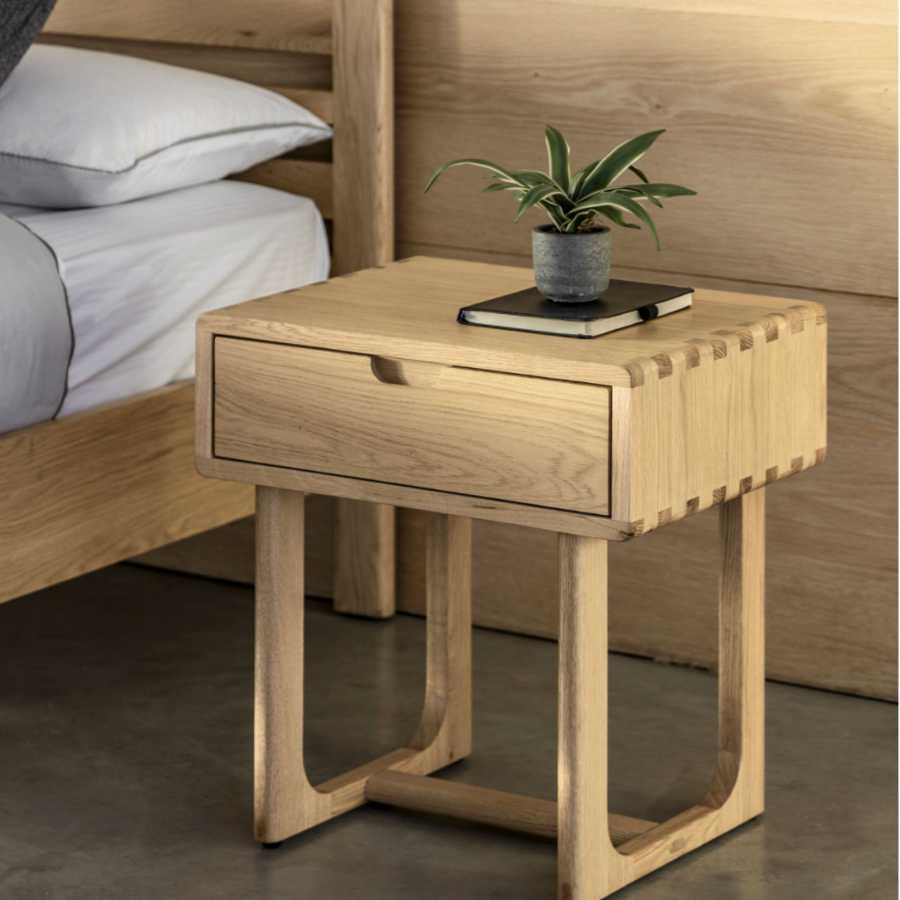 Nordic Styled Oak 1 Drawer Bedside Table - The Farthing