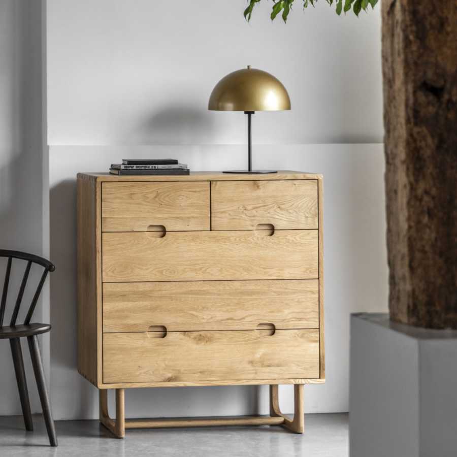 Nordic Styled Oak 5 Drawer Chest Of Drawers - The Farthing
