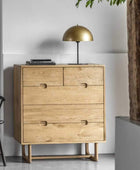 Nordic Styled Oak 5 Drawer Chest Of Drawers - The Farthing