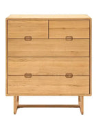 Nordic Styled Oak 5 Drawer Chest Of Drawers - The Farthing