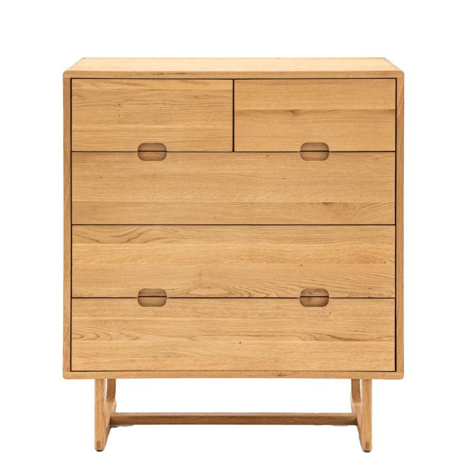 Nordic Styled Oak 5 Drawer Chest Of Drawers - The Farthing