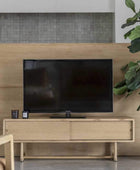 Nordic Styled Oak Sliding Door Media Unit - The Farthing