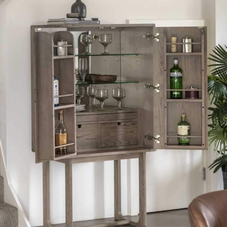 Nordic Styled Smoked Oak Cocktail Drinks Cabinet - The Farthing