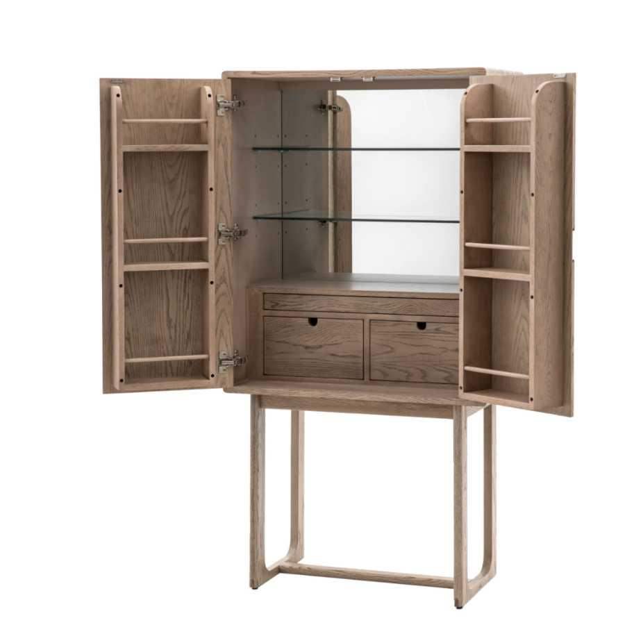 Nordic Styled Smoked Oak Cocktail Drinks Cabinet - The Farthing