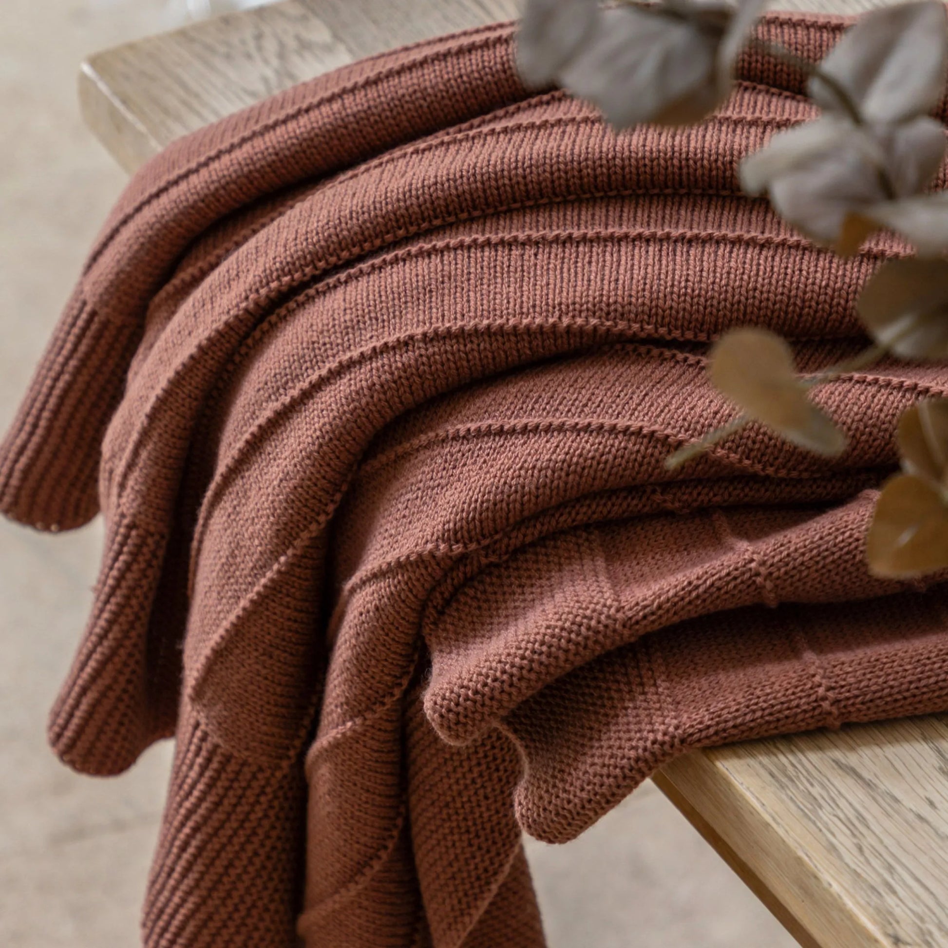 Nutmeg Subtle Knit Stripe Throw - The Farthing