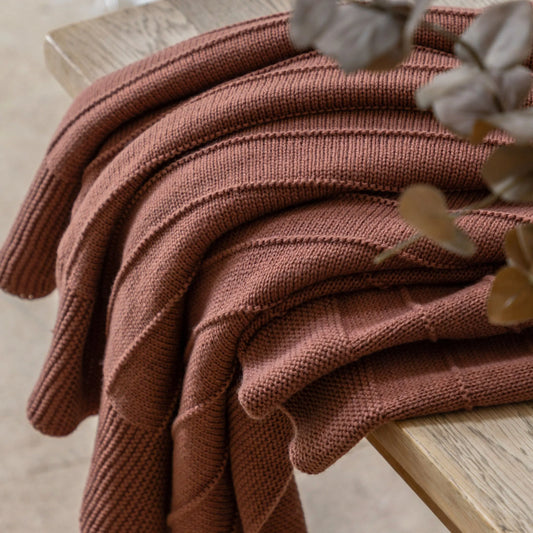 Nutmeg Subtle Knit Stripe Throw - The Farthing