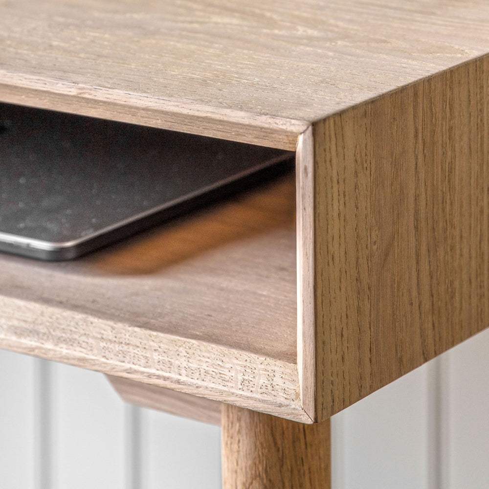 Oak Chevron Fronted 1 Drawer Desk - The Farthing