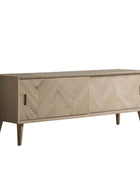 Oak Chevron Fronted 2 Door Media Unit - The Farthing