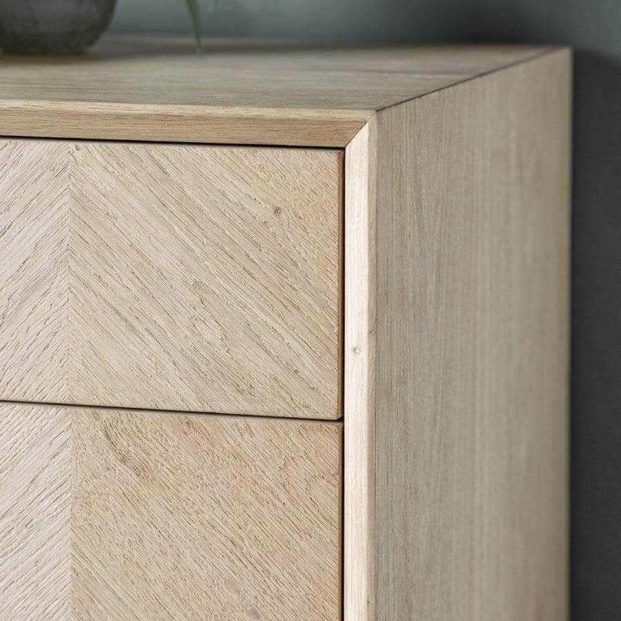 Oak Chevron Fronted 6 Drawer Chest of Drawers - The Farthing