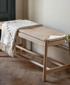 Oak Farmhouse Woven Rope Top Bench - The Farthing