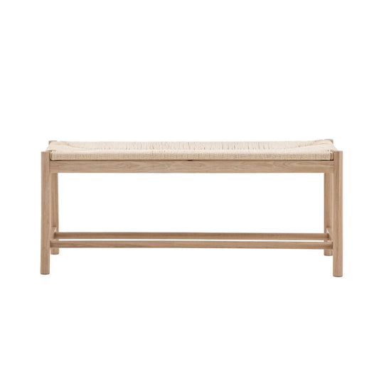 Oak Farmhouse Woven Rope Top Bench - The Farthing