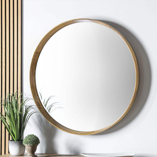 Oak Framed Round Mirror - The Farthing