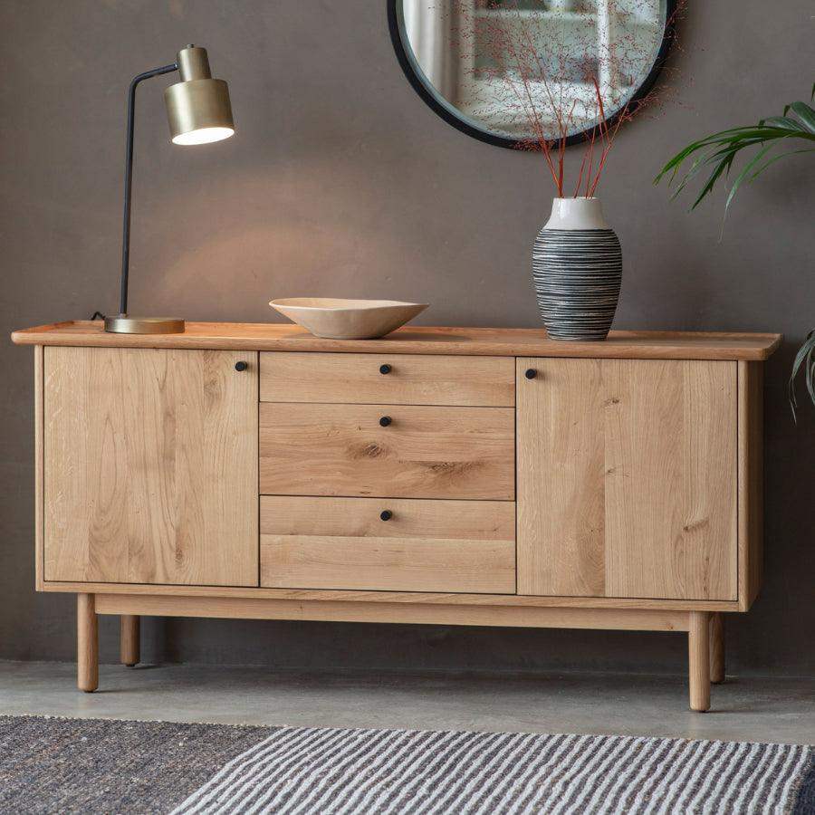 Oak Lipped Top 2 Door 3 Drawer Sideboard - The Farthing