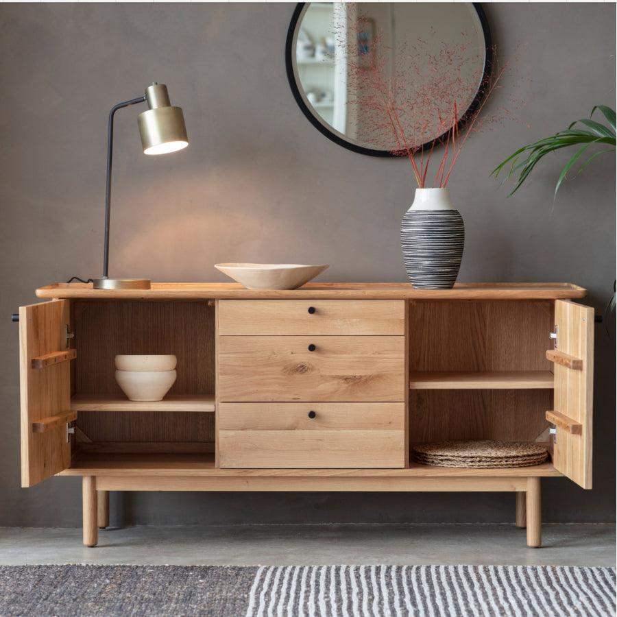 Oak Lipped Top 2 Door 3 Drawer Sideboard - The Farthing