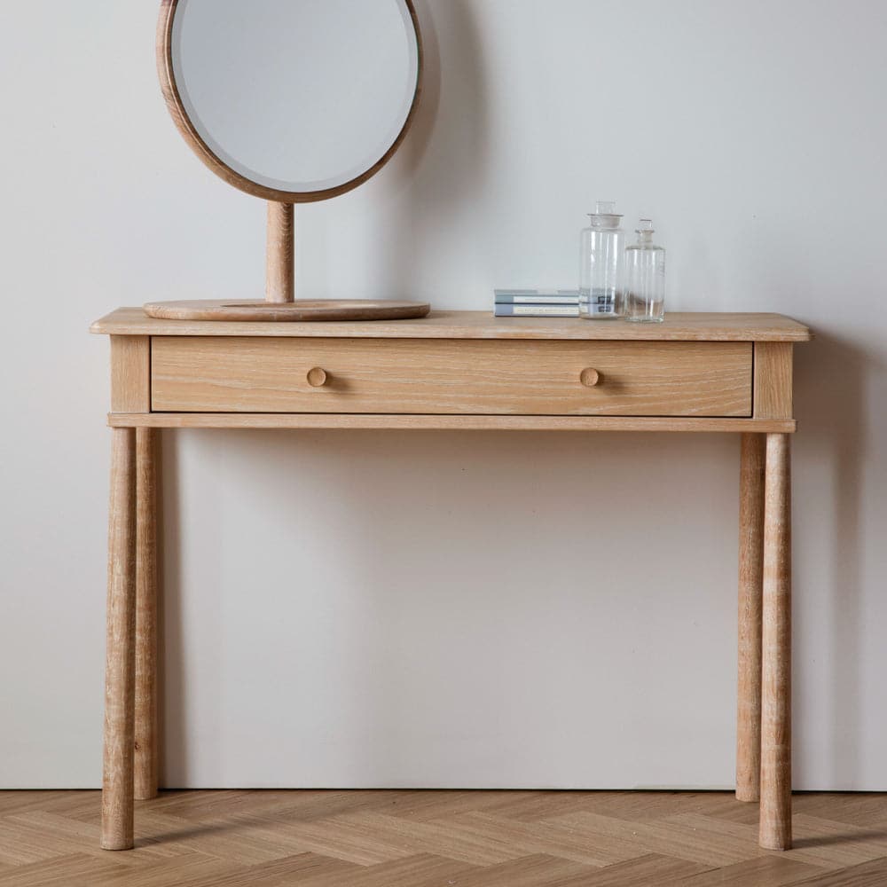 Oak Nordic Single Wide Drawer Dressing Table / Console Table - The Farthing
