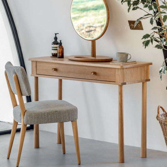 Oak Nordic Single Wide Drawer Dressing Table - The Farthing