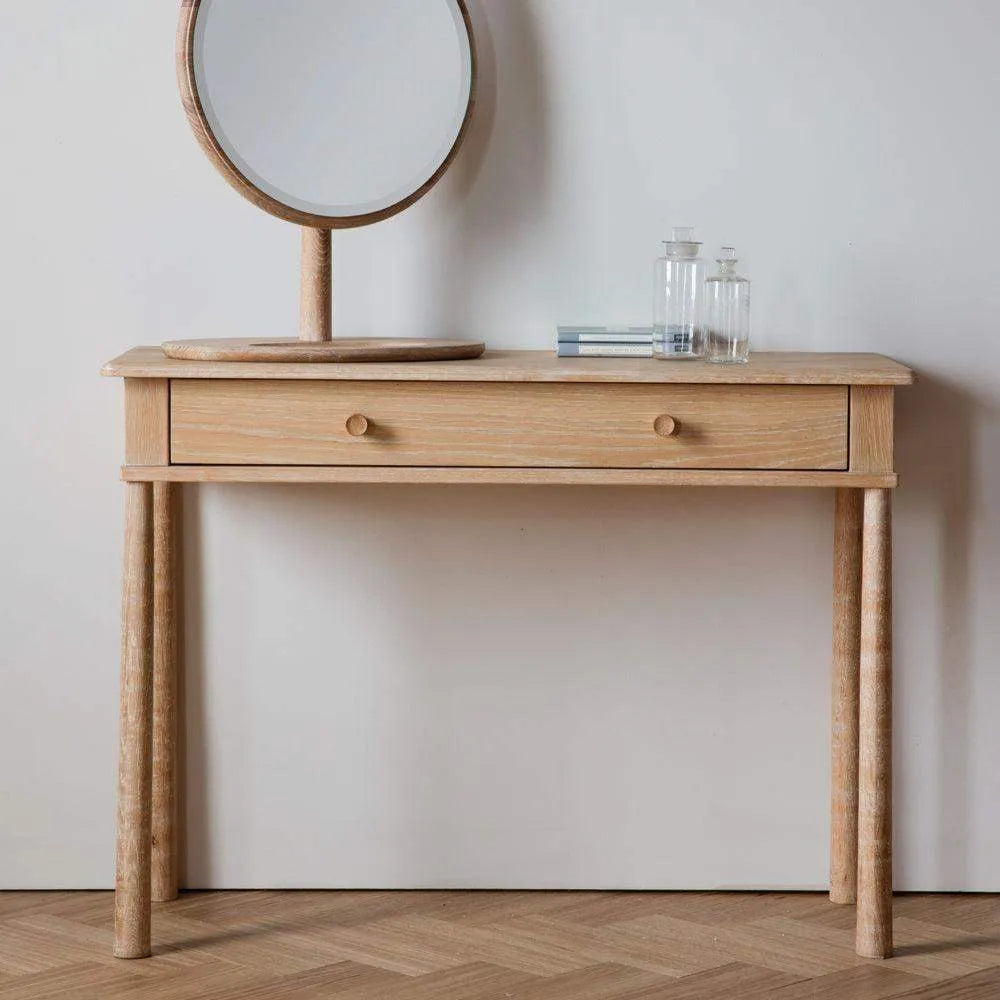 Oak Nordic Single Wide Drawer Dressing Table - The Farthing