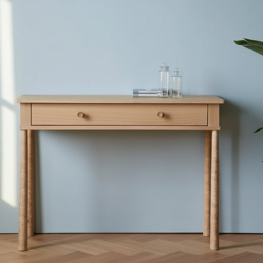 Oak Nordic Single Wide Drawer Dressing Table - The Farthing