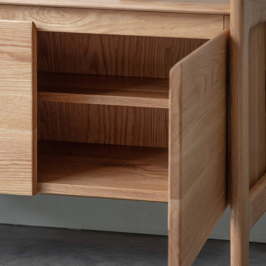 Oak Open Display Shelf Unit with Cupboard - The Farthing